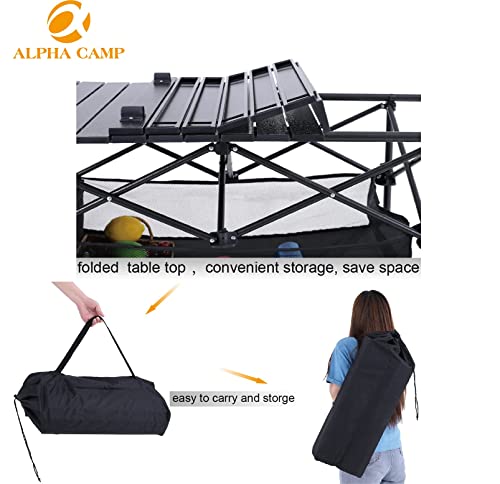 Alpha Camp Camping Table Outdoor Portable Table With Storage Adjustable Aluminum Table For Grill Travel Table Outdoor Picnic,Beach,Bbq,Backyards #TOP7