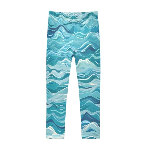 Toddler Girls Leggings Printed Yoga Pants Leggings Sea Wave for Kids