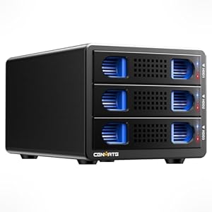 CENMATE Aluminum 3 Bay Hard Drive Enclosure with Cooling Fan for 2.5“/3.5...