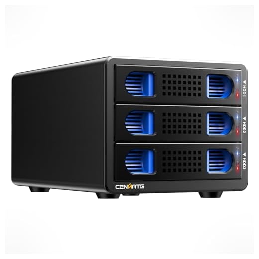 3 Schacht Festplattengehäuse mit Lüfter für 2.5/3.5“ SATA HDD/SSD mit USB A/C 3.0 Kabel, unterstützt Hot Swappable, werkzeugloses Aluminium HDD Gehäuse, DAS(NO RAID/NAS)