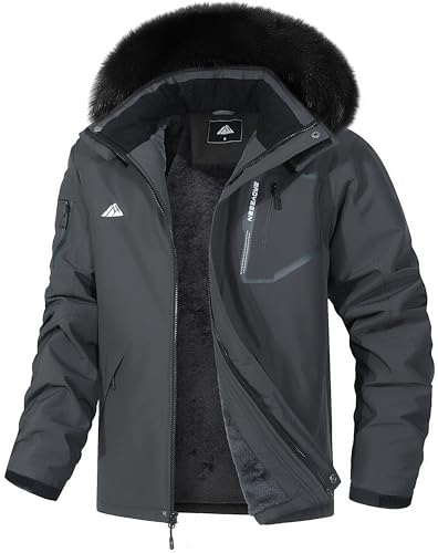 Men's Waterproof Ski Jacket Warm Winter Snow Coat Mountain Windbreaker Fur Hooded Snowboarding Jakcet Parka