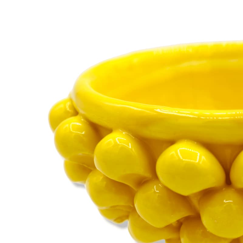 Vase Caltagirone Mezza Pigna Sicilia Bedda Capaci jaune de 12 cm - 2