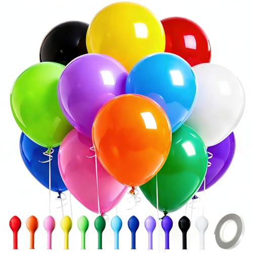 LOLStar Rainbow Balloons 100 Pcs Assorted Colors Balloons 12 inch Latex Bright Color Balloon Bulk Perfect for Birthday Baby Shower Bridal Shower Engagement Wedding Pride Party Decorations