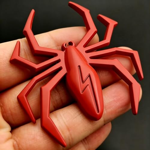 Image of 3D Spider Chrome Emblem Badge Sticker Decoration for Car, Truck, Motorcycle, RV, Scooter, SUV, Door, Window (Red Flash Spider)