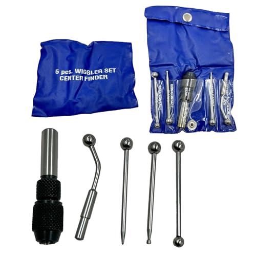 MachEl 5-Piece Wiggler & Center Finder Set, essential for precise center finding and runout concentrical alignment in your workpieces