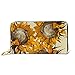 Produktbild JHGFG Mode Handtasche Reißverschluss Brieftasche Nahtlose Vintage Ornament Sonnenblumen Telefon Kupplung Geldbörse Abendkupplung Blockieren Leder Brieftasche Multi Card Organizer