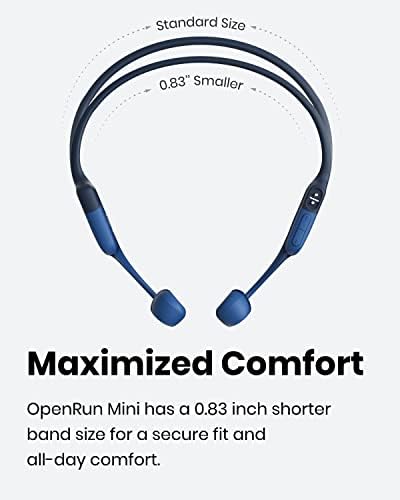 Mini SizeShokz OpenRun Mini Bone Conduction Sports Headphones, Bluetooth Wireless Earphones with Mic, 8H Playtime, Open-Ear Waterproof Headset for Running, Workout, Driving (blue)