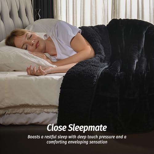 Wemore Sherpa Fleece Weighted Blanket for Adult 15 lbs Twin 48"x72" Black by Wemore - Used condition - Image 3
