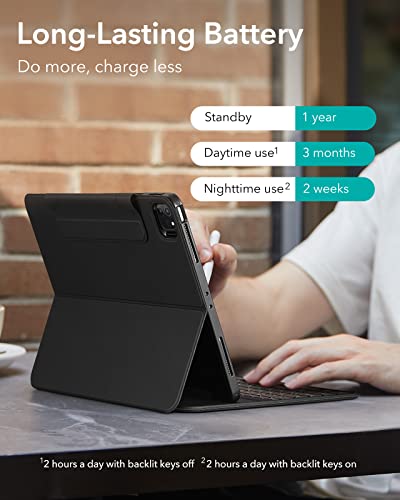 Esr Ipad Keyboard Case For Ipad Pro 12.9 Inch (3Rd, 4Th, 5Th, 6Th Generation),Magnetic Detachable 12.9 Inch Ipad Pro Case With Keyboard, Adjustable Portrait/Landscape Mode, Light And Portable, Black #TOP6