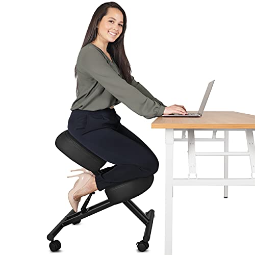 Ergonomic Kneeling Chair Home Office Chairs Thick Cushion Pad Flexible Seating Rolling Adjustable Work Desk Stool Improve Posture Now & Neck Pain - Comfortable Knees And Straight Back #TOP7