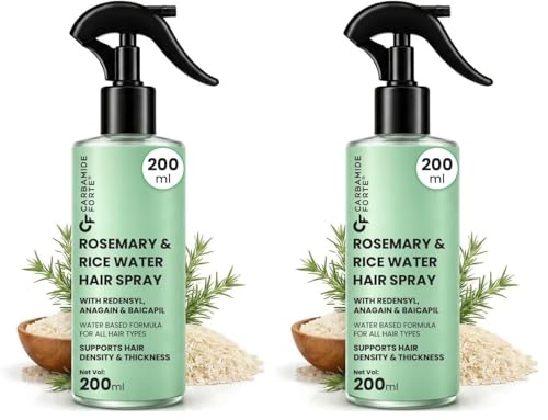 Image of Carbamide Forte Rosemary Hair Spray with Rice Water | Rosemary Water Spray for Hair Growth with Redensyl, Anagain & Baicapil | Supports Hair Density & Thickness | Water Based Formula for All Hair Types - 200 ml