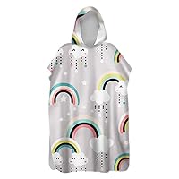 Morbuy Poncho Asciugamano Con Cappuccio Per Bambini, In Microfibra, 80x110 Cm, Arcobaleno 3D Con Stelle, Per Piscina E Spiaggia