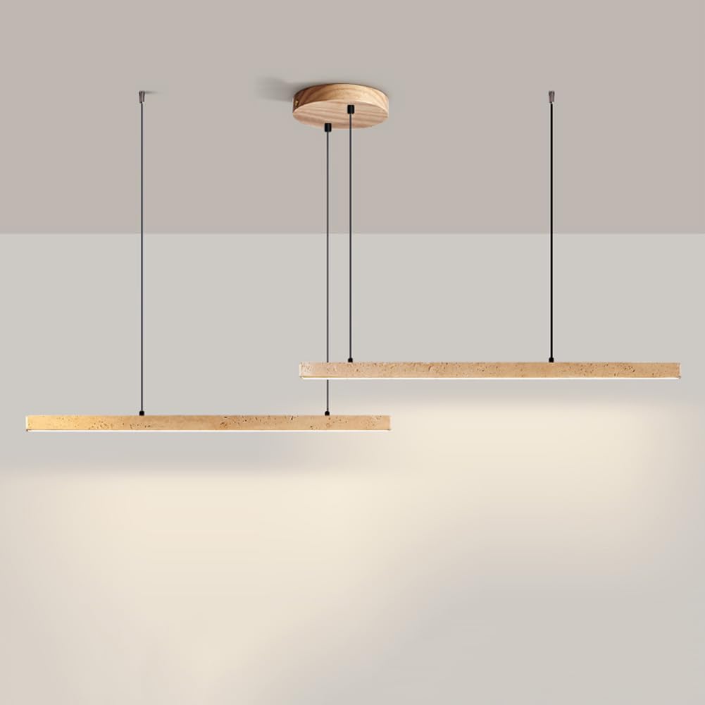 Dekoracja domu marmur kamień liniowa lampa wisząca LED ściemniana długa taśma żyrandol dom wiejski vintage z połowy wieku nowoczesna wisząca lampa sufitowa do jadalni kuchnia wyspa bar Co