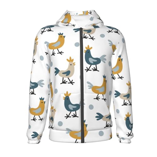 Farm Roosters Kid Hoodies Boys Zip Up Sweatshirts Girls Pullover with Pocket2