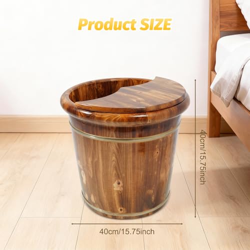 Spa de pies de madera sólido portátil redondo 40 cm miniatura 2