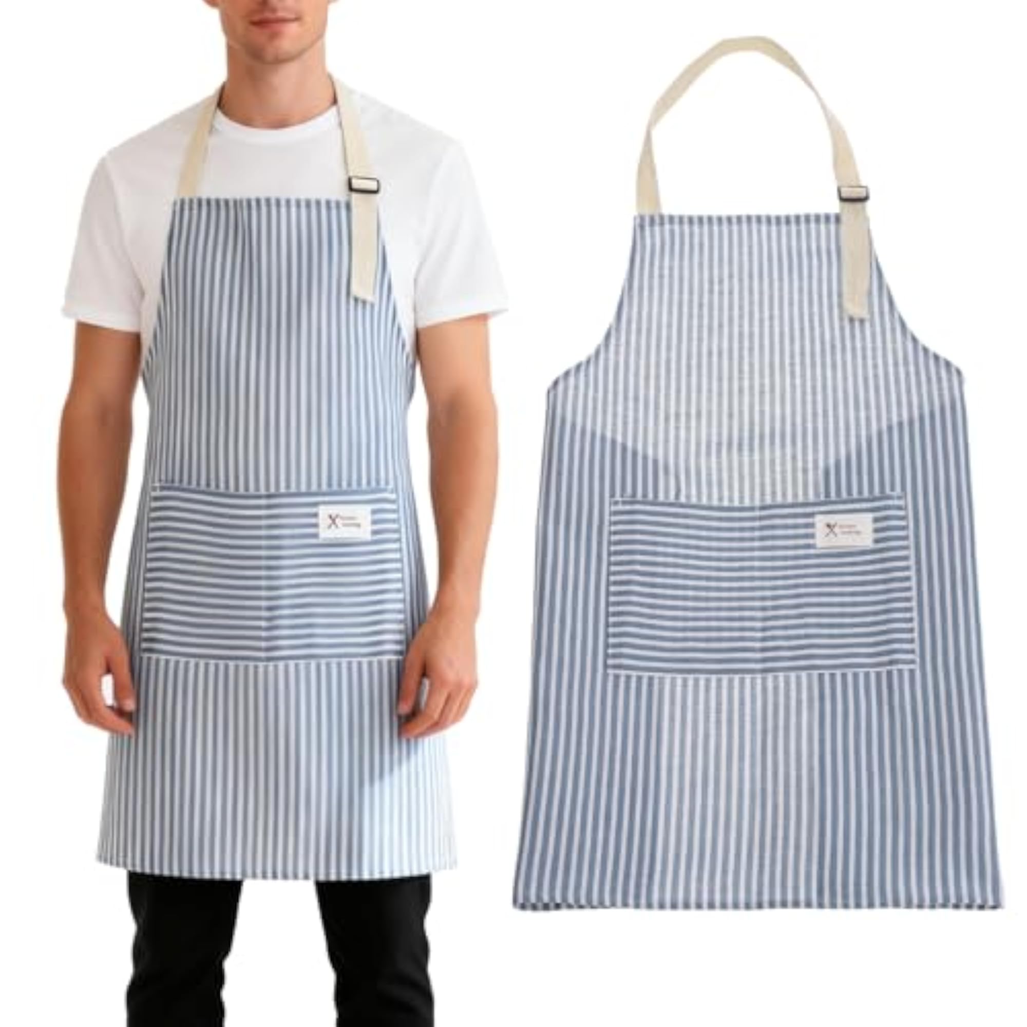 Adjustable Art Apron, Water & Oil Resistant Striped Chef Smock