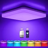 Alexa Deckenleuchte Dimmbar RGB Farbwechsel, 18W 1800LM Smart Deckenlampe Dimmbar Kompatibel mit Alexa & Google Home, WIFI Bluetooth, IP54 LED Lampe für Bad Wohnzimmer Kinderzimmer Schlafzimmer, 28cm