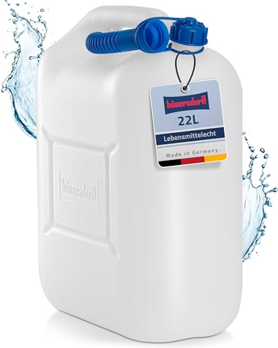hünersdorff Wasserkanister ECO mit Auslaufrohr und unverlierbarer Deckelverschraubung, 22 L (mit Rohr), White