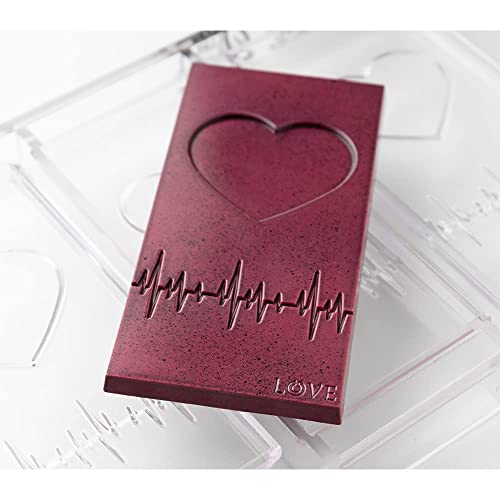 Greyas Cm 3842 Luis Amado Clear Polycarbonate Chocolate Mold Candy Mould With 3 Heart-Graph-Love-Tablet Cavities, Each 70Mm X 140Mm X 7.3Mm High #TOP5