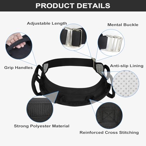 Gait Belts for Seniors, Transfer Belt with Handles, Gate Belts Medical for Elderly, Walking Belt for Lifting Elderly & Patient Physical Therapy - Metal Buckle Anti-Slip Gait Belt for Medical Nursing - Image 6