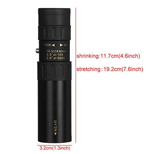 Telescópio monocular YOJINKE 4K 10-300 x 40 mm, monóculo HD com suporte para smartphone e tripé, mon