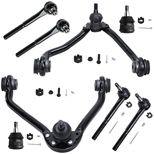 Image of Detroit Axle - 8pc Front End Control Arms Kit for Chevy GMC C1500 C2500 Suburban C3500 Savana Express 2500 3500, 2 Upper Control Arms w /Ball Joints 4 Tie Rod Ends 2 Lower Ball Joints Replacement