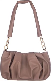 Octwine Small Purse Cloud-Shaped Clutch Underarm Bag Trendy Chain Link Bag Dumpling Handbag Party Prom Shoulder Bag for Women and Girls(Brown)