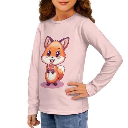 Image of Girls Long Sleeve T Shirt Cute Cartoon Crewneck Shirt for Kids 3-16Y Fall Winter Clothes