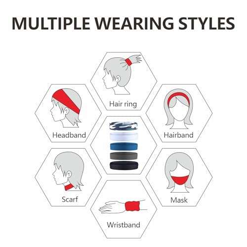 Bynccea Pacote com 5 tiaras de corrida masculinas, de secagem rápida, faixa de cabelo esportiva, pul