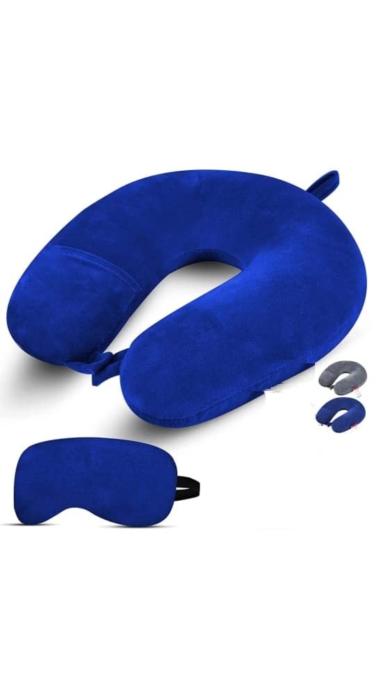 JCM U Shape Neck Pillow Travelling headrest Multipurpose Neck Rest with Eye mask Neck Pillow (Blue)