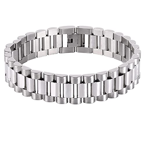 U7 Men Cool Bracelet With Chain Detaching Device Stainless Steel 15Mm Wide Link Wristband Bracelets (Length 22Cm) #TOP5