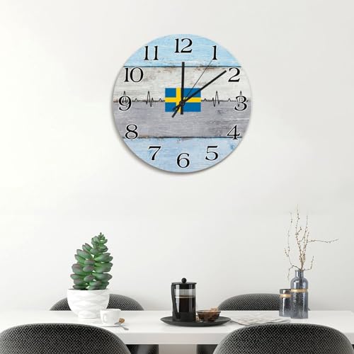 Horloge murale drapeau Suède grand format sans bruit - 4