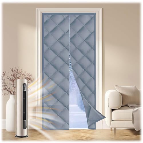 Rideau de porte isolant thermique magnétique auto-absorbant et imperméable gris - 5
