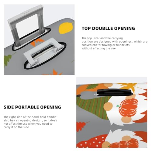 Hello Fall Gnomes Print Luggage Cover For Suitcase,Washable Elastic Travel Suitcase Protector With Zipper Closure And Bottom Buckle – Fits 18-32" Luggage-X-Large3