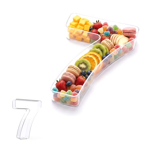Image of Pooqla 10 inch Acrylic Number 7 Charcuterie Tray for 7th Birthday Decorations