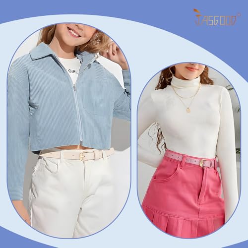 JASGOOD 4 Pack Girls Belt Kids PU Leather Waist Belt for Jeans Dress with Metal Buckle4