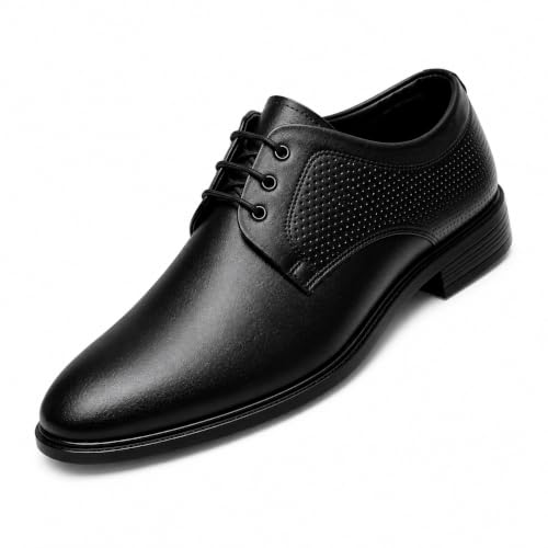 Image of Men's Formal Derby Shoes, Lace-Up, Micro-Perforated Panels, Cushioned Lining, Lightweight, for Suits, Blazers, and Wedding Tuxedos