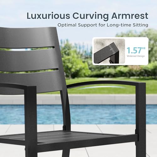 Image of PHI VILLA Stackable Patio Dining Chairs, Set of 4, Wrought Iron, Black | All-Weather, 22.8 inchD x 19 inchW x 35 inchH, Supports 300 lb, For Deck, Perfect for patio,porch,deck,