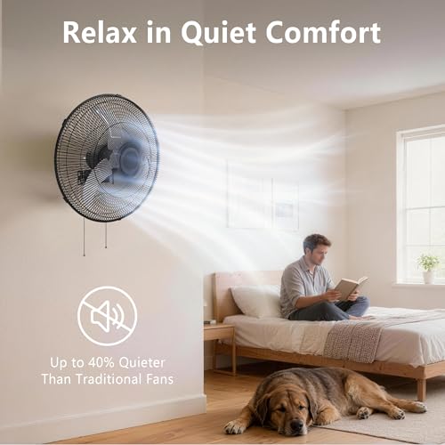 NIOGLXO 18 Inch Oscillating Wall Mount Fan, 3 Speed Powerful Airflow, 90° Oscillation, 30° Tilt, High Velocity Wall Fan for Home, Offices, Greenhouse, Workshop, Patio, Outdoor, Indoor by NIOGLXO - Used condition - Image 3