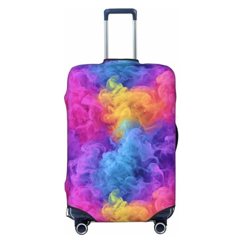 Rainbow Smoke Pattern Elastic Travel Luggage Covers Dustproof Scratch-Resistant Suitcase Protector Fit 22-24 Inch