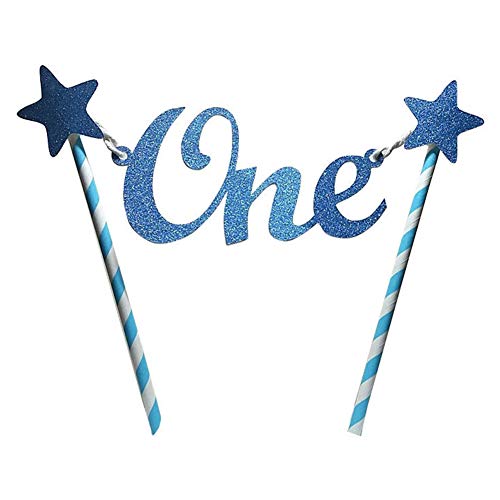 1st Birthday Cake Topper, Einzigartige Glitzer Star "One ersten Geburtstag Kuchen Dekorationen Topper Free Size blau Cover