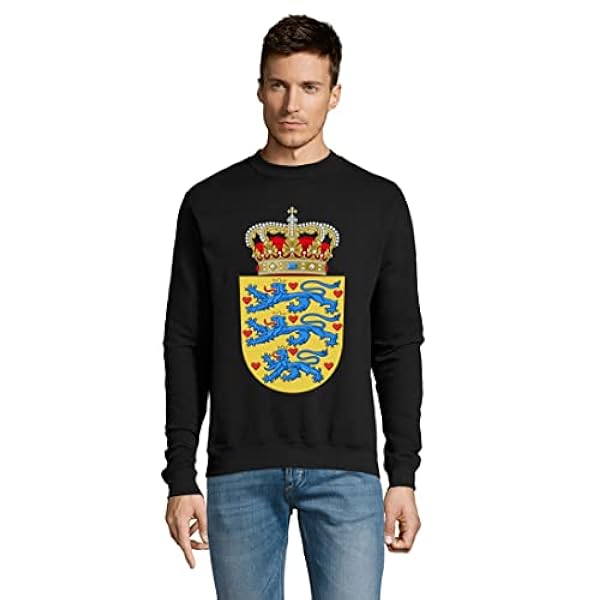 Nationale Wapen van Denemarken Crew Neck Katoenmix Pullover Sweater Sweatshirt Zwart