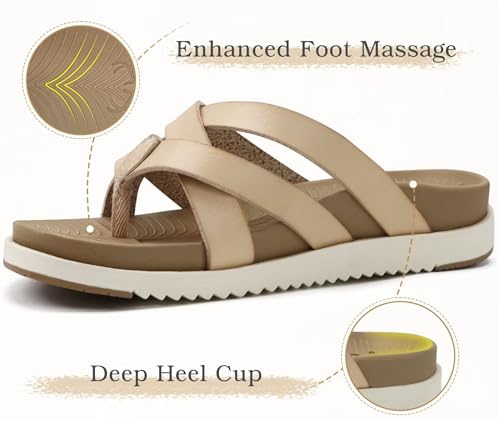 Image of KuaiLu Womens Dressy Orthotic Flip Flops Trendy Comfortable Cushion Recovery Walking Criss Cross Thong Sandals Lightweight Yoga Foam Summer Slides with Plantar Fasciitis Arch Support
