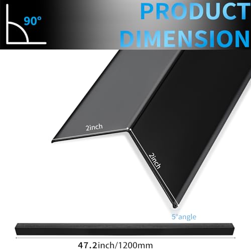 Image of 6-Piece Set, Extra Thick (1mm) Stainless Steel 90 Wall Corner Guards, 2x2x48 Inches, for Wall Corner Protection & Decoration. (6, Bright Titanium Black)