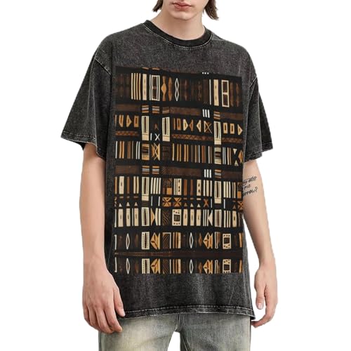T-shirt africain haut de gamme en coton lourd durable et imprimé bogolan authentique