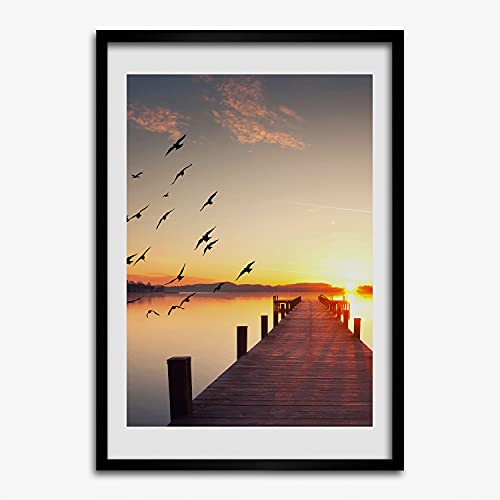 Cadre photo moderne 50x70 Tulup Jetée en bois de qualité supérieure pour peinture