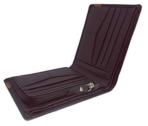 DELSTAR Leather Wallet for Men - RFID blocking & Chain Coin Pocket (Brown) - Image 6