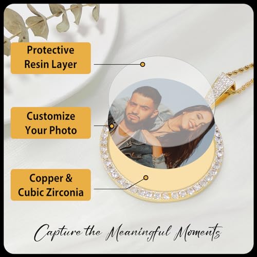 Oversize Pendant Custom Big Circle Chain for Men Women Personalized Large Photo Necklace Customized Memorial Necklace with Picture Hip Hop Jewelry Gifts4