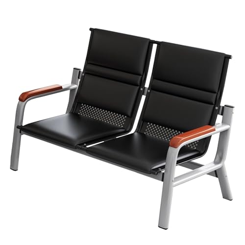 2人掛け待合室 椅子 木製手すり付きオフィス受付ロビー用チェア 空港 銀行 病院 学校向け金属製レセプションベンチ 公共用椅子