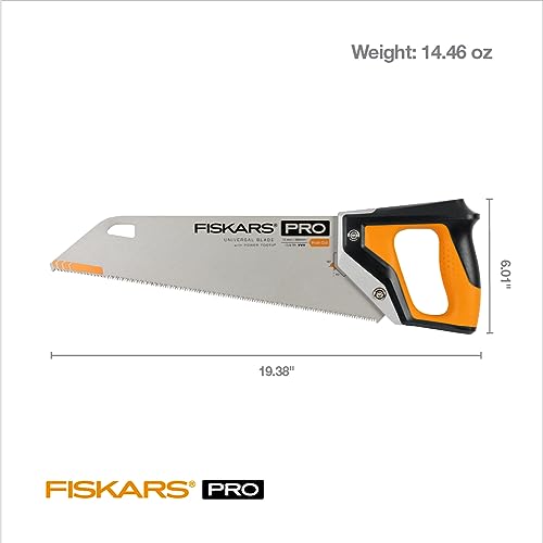 Fiskars Pro Power Tooth Universal Hand Saw - 15" Blade and Safety Sheath - Carpenter Saw - Construction Tools - Orange/Black thumbnail 2